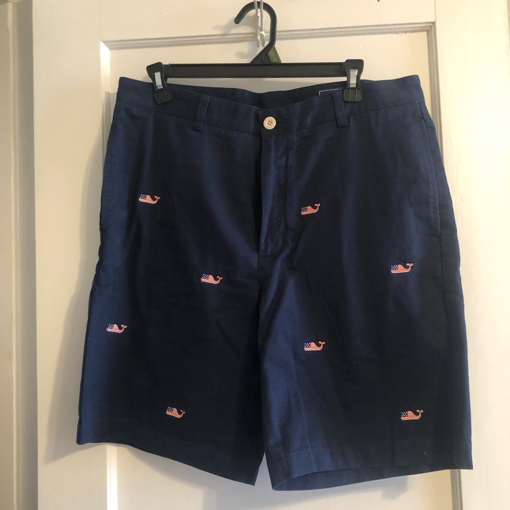 Vineyard Vines Blue Shorts American Flag Detail